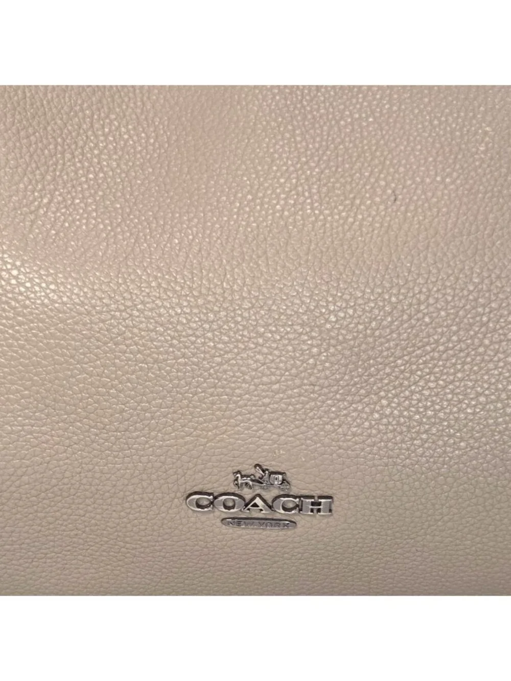 Coach 2017 Turnlock Edie Beige Taupe Leather Shoulder Bag w Gunmetal Chain 36855